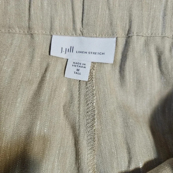 J. Jill Linen Stretch Capri Pants Women’s Size Medium Tall Beige Elastic Waist - Picture 7 of 8